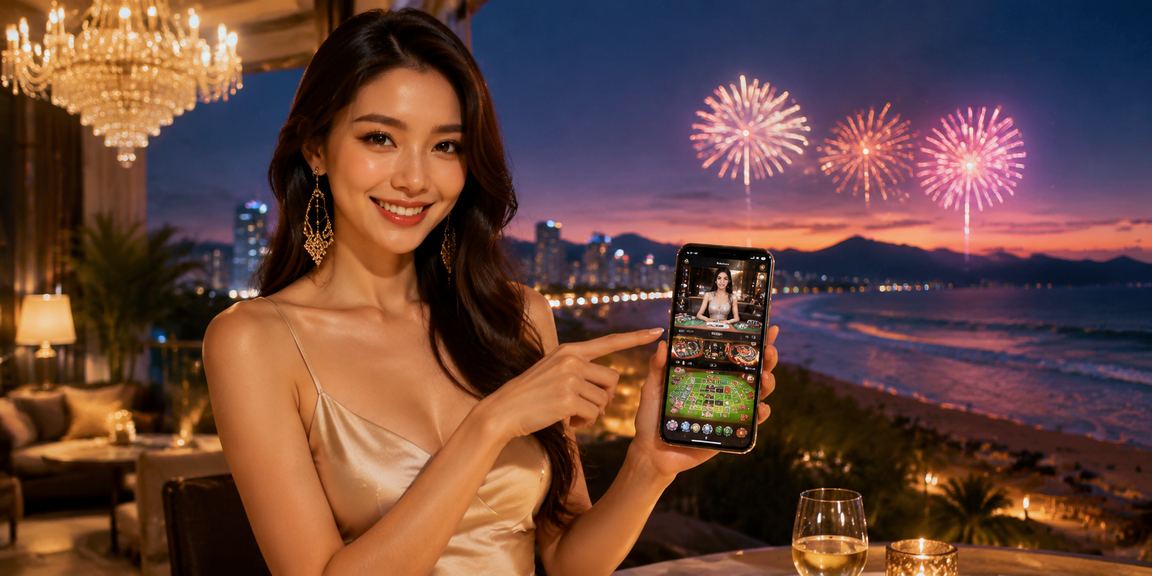 Người dùng tại Đà Nẵng truy cập casino trực tuyến trên điện thoại bên bãi biển